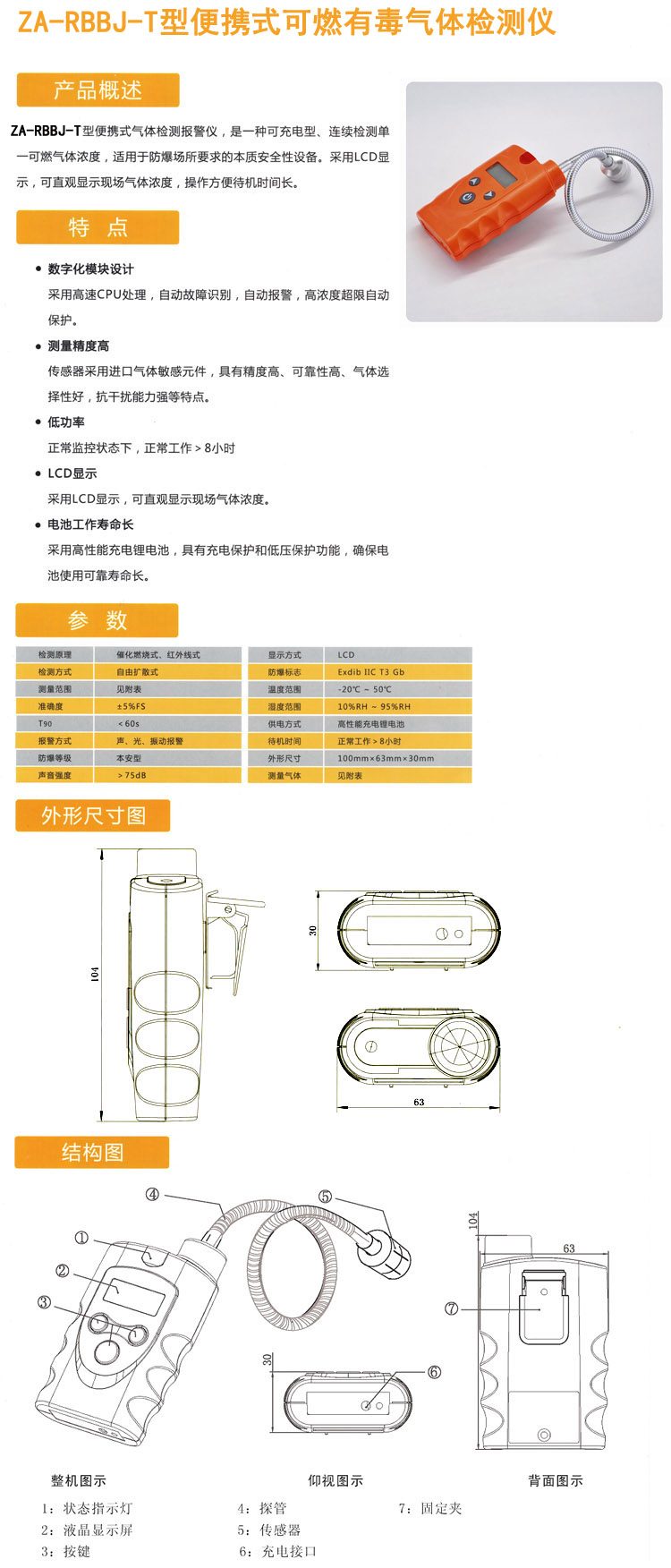 ZA-RBBJ-T可燃有毒氣體檢測(cè)儀